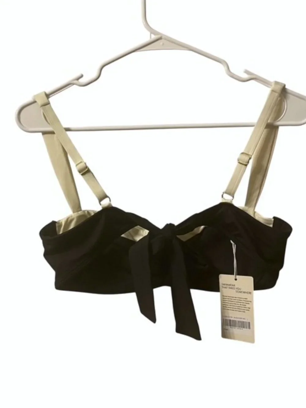 NWT Monday Swimwear Clovelly Bikini Top Black Ivory Size Large - Picture 6 of 12